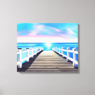 Pier, Ocean and Sky at Dawn Canvas Print