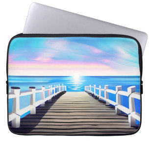 Pier, Ocean and Sky at Dawn Laptop Sleeve