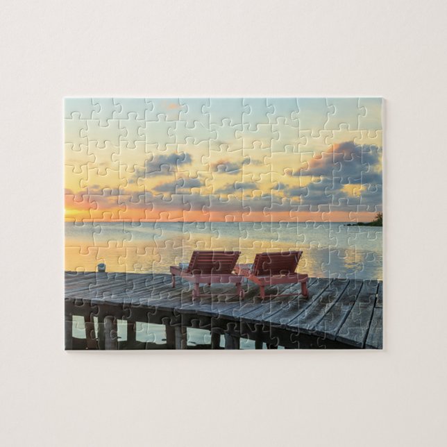 Pier overlooks the ocean, Belize Jigsaw Puzzle (Horizontal)