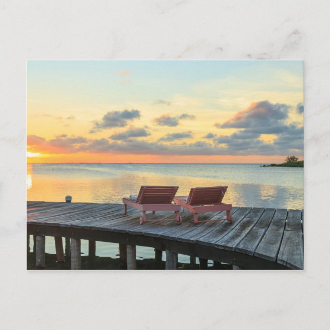 Pier overlooks the ocean, Belize Postcard (Front)