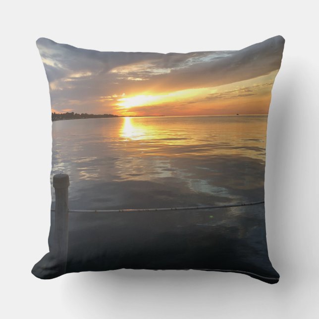 Pier Sunset Throw Pillow (Front)