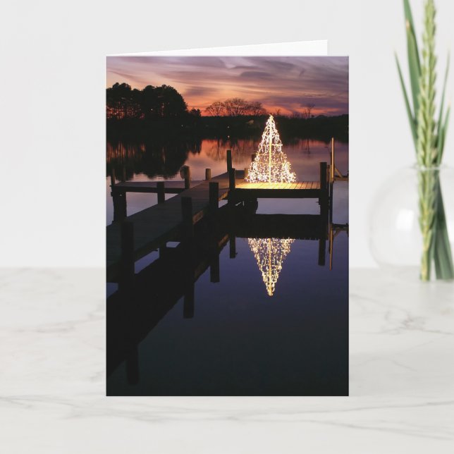 Pier Tree Reflection Christmas Card (Front)
