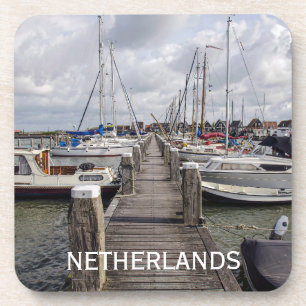 Pier with boats and yachts in Marken Netherlands Coaster