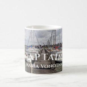 Pier with boats and yachts in Marken Netherlands Coffee Mug