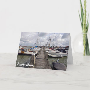 Pier with boats and yachts in Marken Netherlands Holiday Card