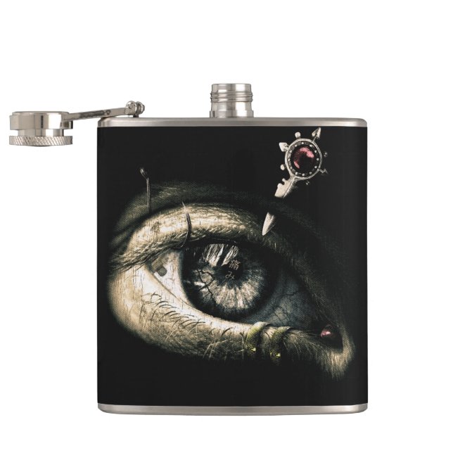 Pierced Vision - Gothic Design Hip Flask (Opened)