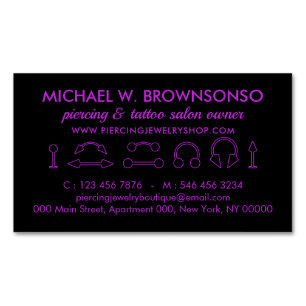Piercing Jewellery Purple Simple Minimalist Artist Magnetic Business Card