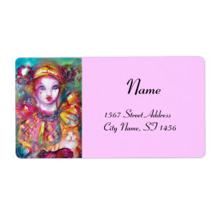 PIERO  WITH CAT 2  red pink purple yellow