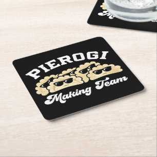 Pierogi Making Team Pierogi Maker Food Polish Square Paper Coaster