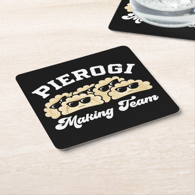 Pierogi Making Team Pierogi Maker Food Polish Square Paper Coaster (Angled)