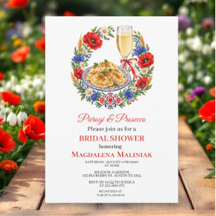 Pierogi & Prosecco Polish Folk Bridal Shower Invitation