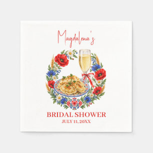 Pierogi & Prosecco Polish Folk Bridal Shower Napkin
