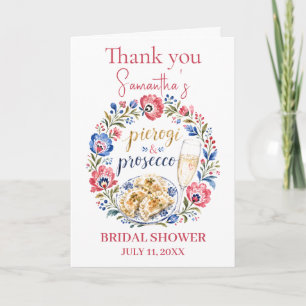 Pierogi & Prosecco Polish Folk Bridal Shower Thank You Card