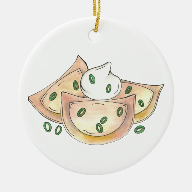 Pierogies Polish Cuisine Potato Dumplings Foodie Ceramic Ornament (Front)