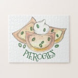 Pierogies Polish Cuisine Potato Dumplings Foodie Jigsaw Puzzle<br><div class="desc">Design features an original marker illustration of tasty potato-filled pierogies topped with green onions and sour cream. This pierogi (varenyky) dumpling treat is perfect for your favourite foodie or any fan of Polish, Slovakian, or Eastern European cuisine! Don't see what you're looking for? Need help with customization? Click "contact this...</div>