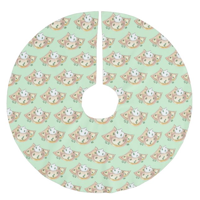 Pierogies Potato Dumplings Polish Food Cuisine Brushed Polyester Tree Skirt (Front)