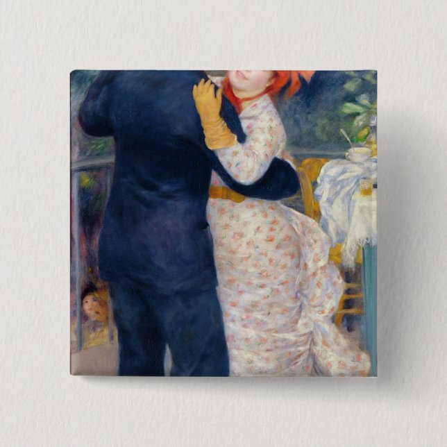 Pierre A Renoir | A Dance in the Country 2 Inch Square Button (Front)