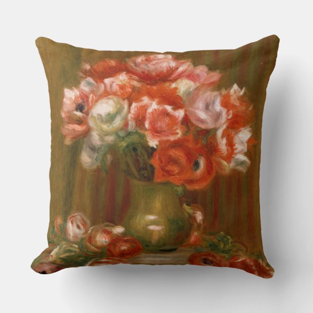 Pierre A Renoir | Anemones Throw Pillow (Front)