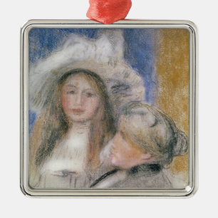 Pierre A Renoir Berthe Morisot and her Daughter Metal Ornament