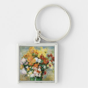 Pierre A Renoir   Bouquet of Chrysanthemums Keychain