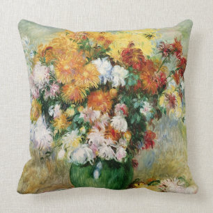 Pierre A Renoir   Bouquet of Chrysanthemums Throw Pillow