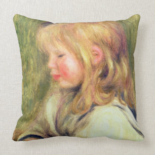 Pierre A Renoir Child in a White Shirt Reading Throw Pillow