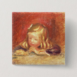 Pierre A Renoir   Coco at the Table 2 Inch Square Button