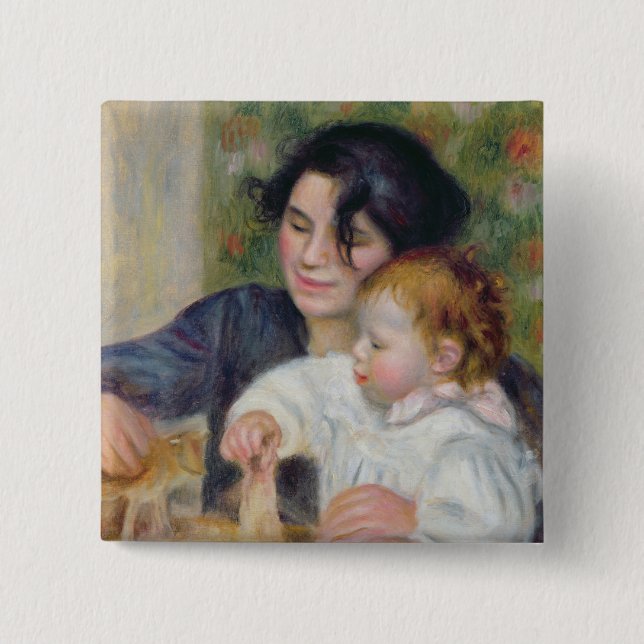 Pierre A Renoir | Gabrielle and Jean 2 Inch Square Button (Front)