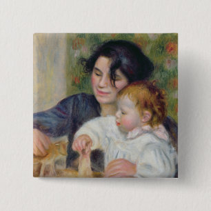 Pierre A Renoir   Gabrielle and Jean 2 Inch Square Button