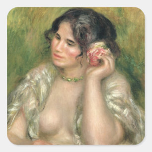 Pierre A Renoir   Gabrielle with a Rose Square Sticker