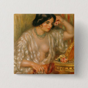 Pierre A Renoir   Gabrielle with Jewellery 2 Inch Square Button