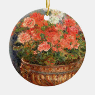 Pierre A Renoir Geraniums in a Copper Basin Ceramic Ornament
