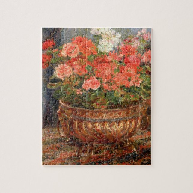 Pierre A Renoir | Geraniums in a Copper Basin Jigsaw Puzzle (Vertical)