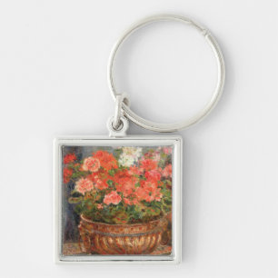 Pierre A Renoir   Geraniums in a Copper Basin Keychain