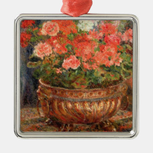 Pierre A Renoir Geraniums in a Copper Basin Metal Ornament