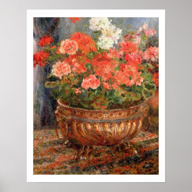 Pierre A Renoir | Geraniums in a Copper Basin Poster (Front)