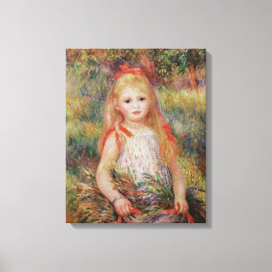 Pierre A Renoir Little Girl Carrying Flowers Canvas Print