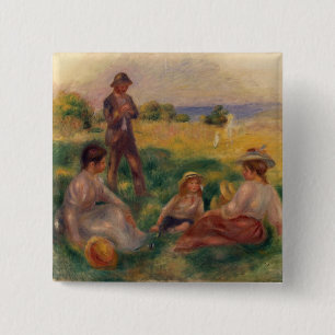 Pierre A Renoir Party in the Country at Berneval 2 Inch Square Button