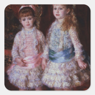 Pierre A Renoir Pink and Blue Square Sticker