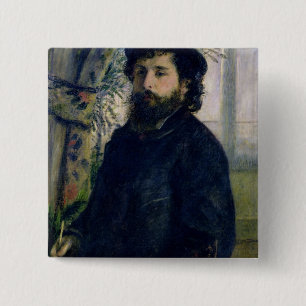 Pierre A Renoir Portrait of Claude Monet 2 Inch Square Button