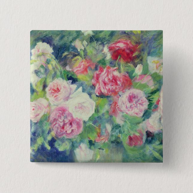 Pierre A Renoir | Roses 2 Inch Square Button (Front)