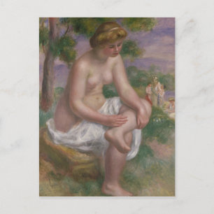 Pierre A Renoir Seated Bather in a Landscape Postcard