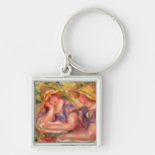 Pierre A Renoir Two women in blue blouses Keychain
