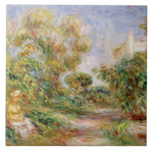 Pierre A Renoir Woman in a Landscape Tile