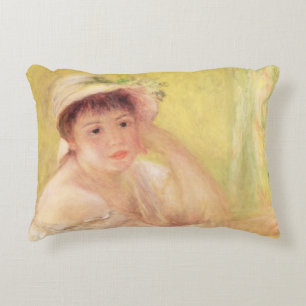 Pierre A Renoir Woman in a Straw Hat Decorative Pillow