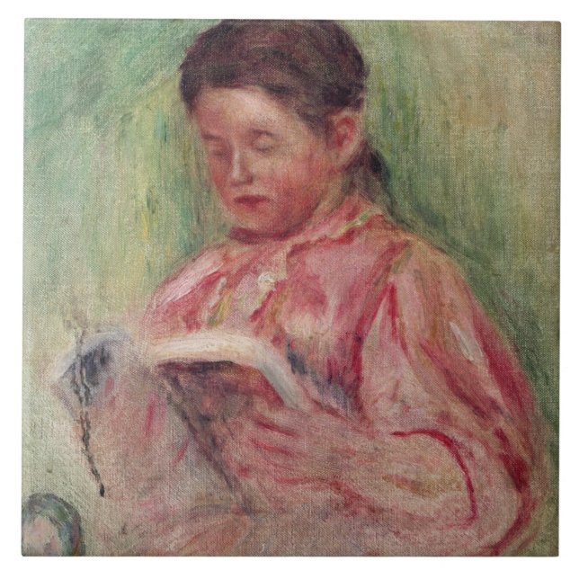 Pierre A Renoir | Woman Reading Tile (Front)