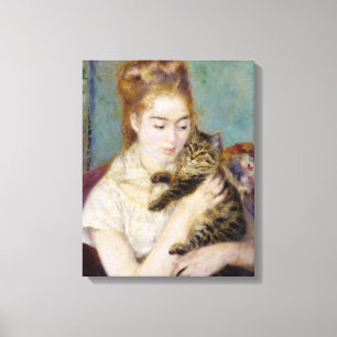 Pierre A Renoir   Woman with a Cat Canvas Print