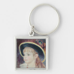 Pierre A Renoir Young Girl in a Blue Hat Keychain