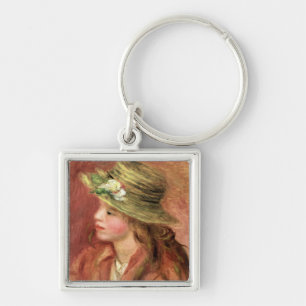 Pierre A Renoir Young Girl in a Straw Hat Keychain