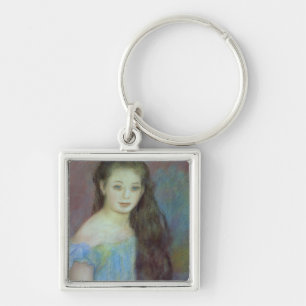 Pierre A Renoir Young girl with blue eyes Keychain